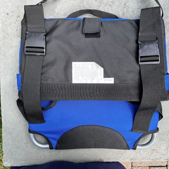 Travel Stadium Chair 1669 Bleacher Concerts Folding Carry Strap Blue Mesh Pocket - Picture 8 of 15